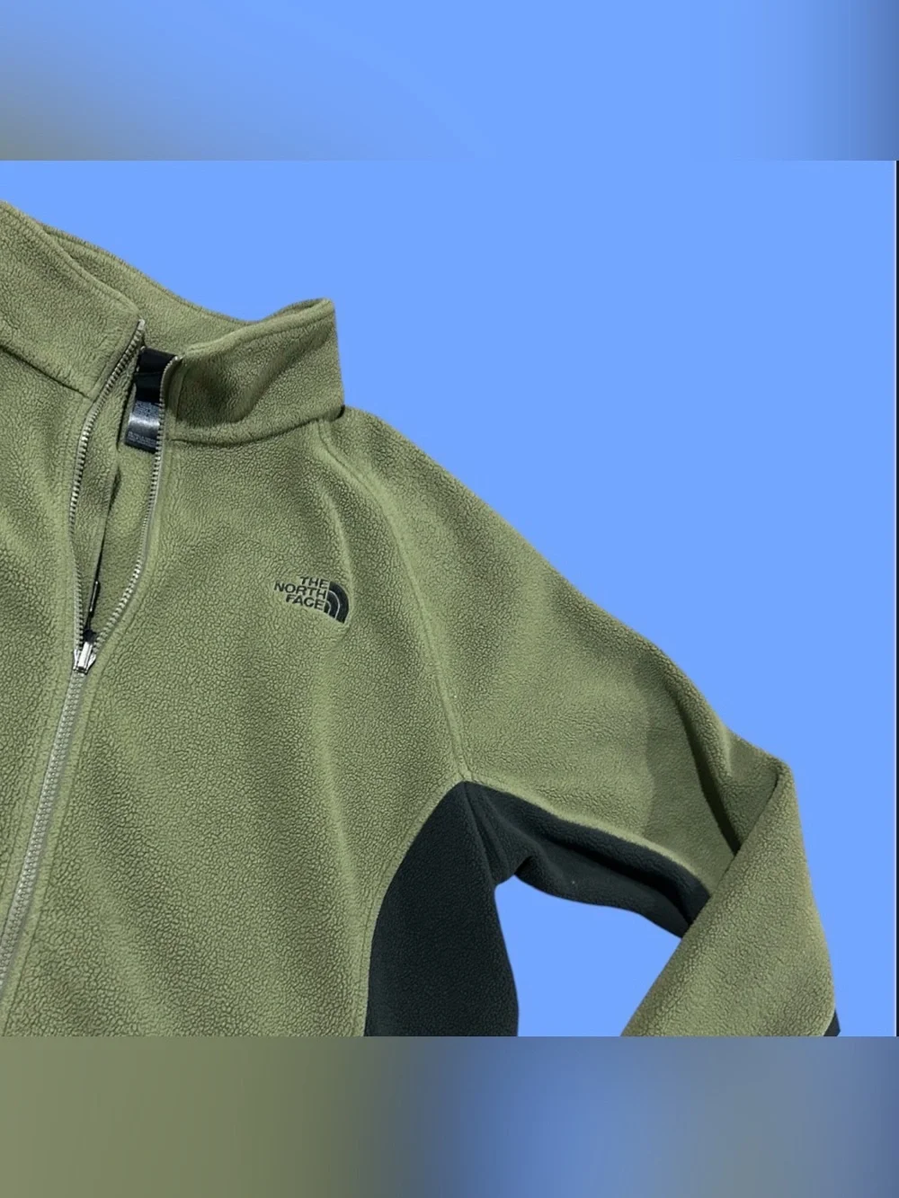 The North Face Olive Green & Black Full Zip Fleece Jacket Men’s XL